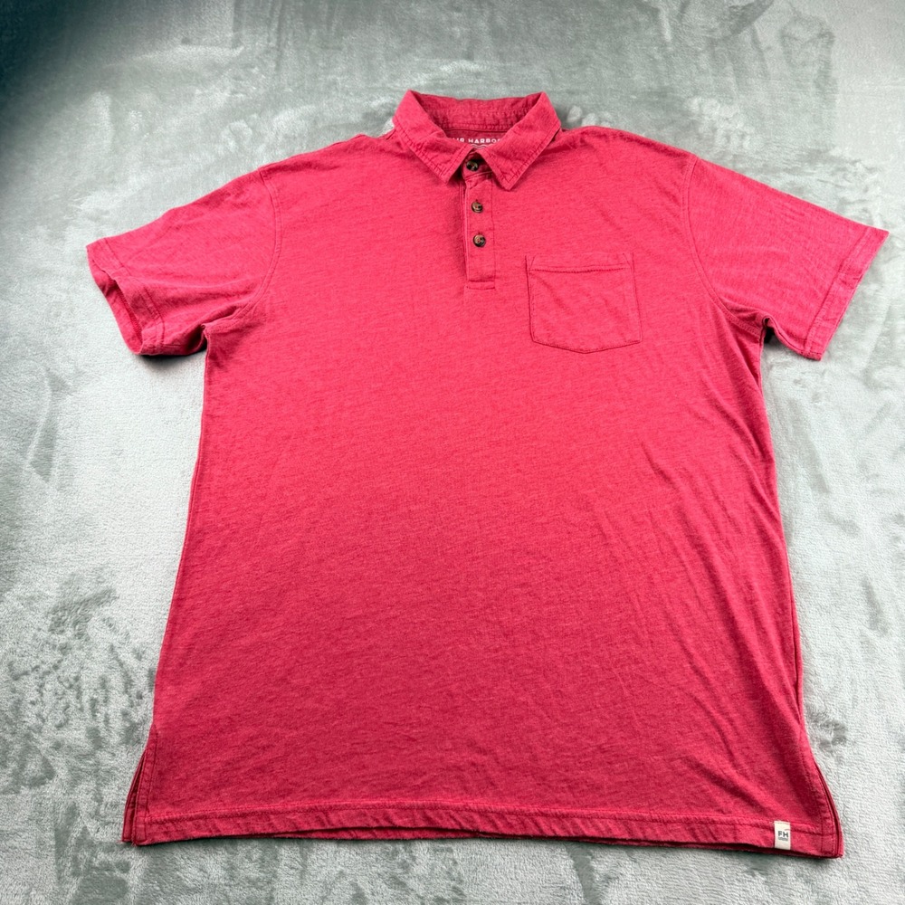 Fair Harbor Men's L Large Red Short Sleeve Pocket Polo Shirt